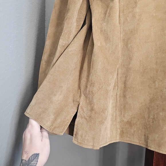 Alfani Womans Light Brown Suede Leather Jacket XL - Picture 4 of 8